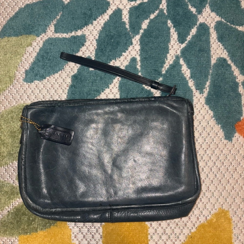 Coach Blue Leather large wristlet